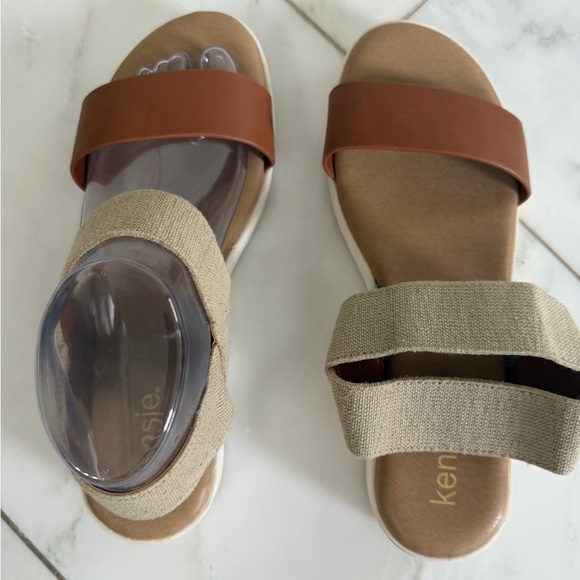 Kensie Multicolor Elastic and leather strap platform ankle wrap sandals size 9 - Picture 5 of 12